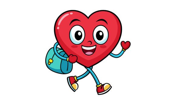 A Cartoon Heart Character’s School Day Adventure