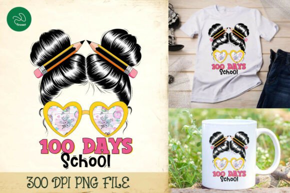 A Designer's Look at 100 Days School Funny Cute Girls PNG