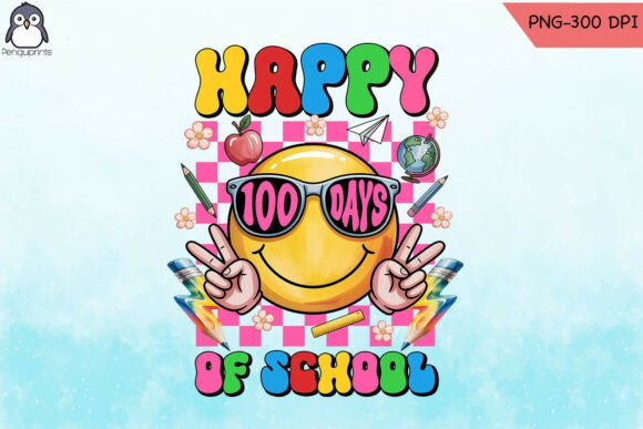 Smile Face Happy 100 Days of School PNG