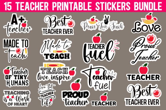 Teacher Printable Stickers Bundle: A Creative Embroidery Asset